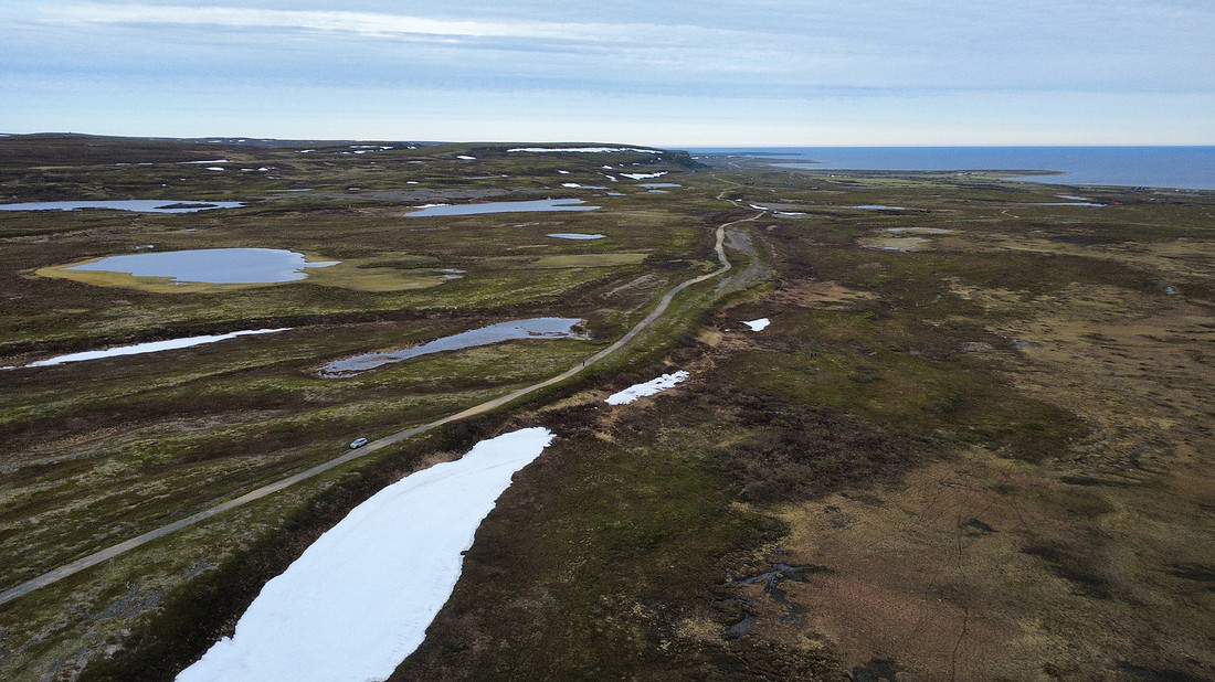 Drone image of Komagværstranda, Norway, June 2025