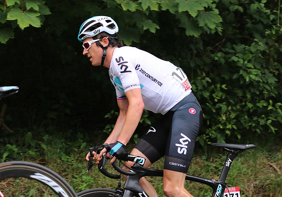 Tour de France Winner Geriant Thomas inside the last km of the of the Tour of Britain