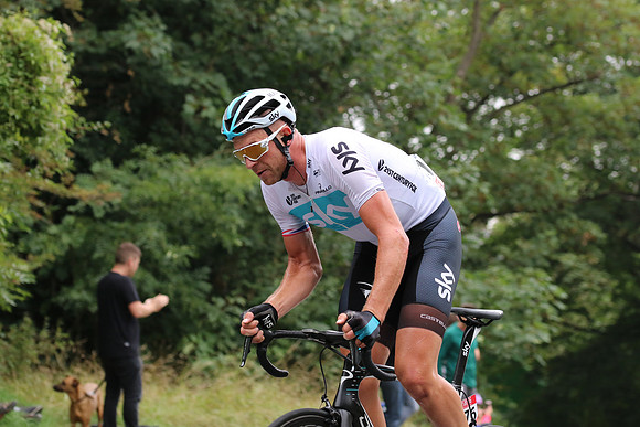 Team Sky's Ian Stannard taking in the final climb
