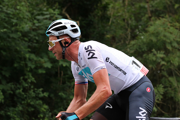 Team Sky's Ian Stannard taking in the final climb